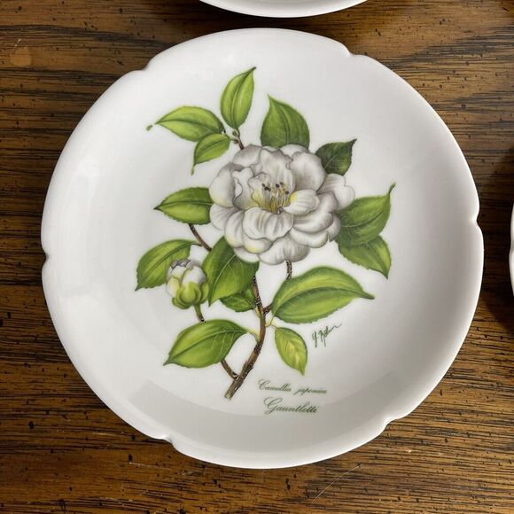 Rochard Limoges France‎ Dessert Bread Plates Cheese Wine 5.25” Flowers Signed - Picture 5 of 13